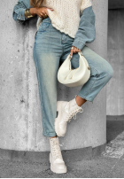 Pantaloni din denim mom fit Still Thinking albastru deschis