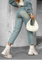 Pantaloni din denim mom fit Still Thinking albastru deschis