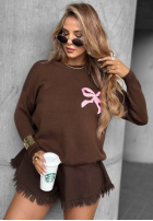 Pulover z misiami Best Friend Story ciocolatiu