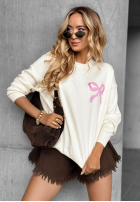 Pulover z misiami Best Friend Story ecru