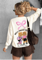 Pulover z misiami Best Friend Story ecru