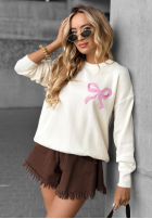 Pulover z misiami Best Friend Story ecru