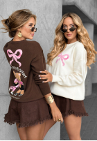 Pulover z misiami Best Friend Story ecru