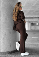 Dzianinowy Compleu Pulover i Pantaloni wide leg Halls Lake ciocolatiu