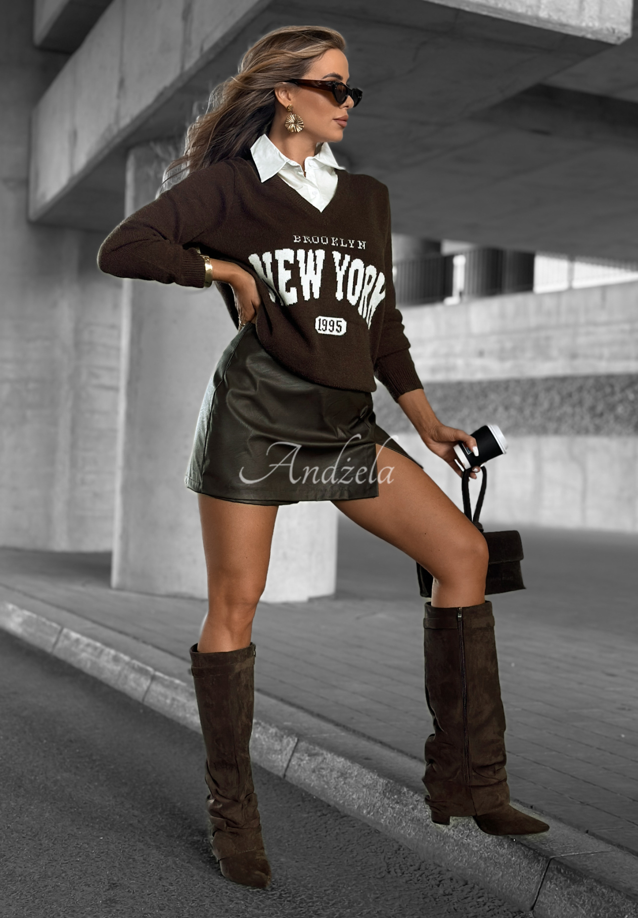 Pulover cu guler New York Brooklyn
