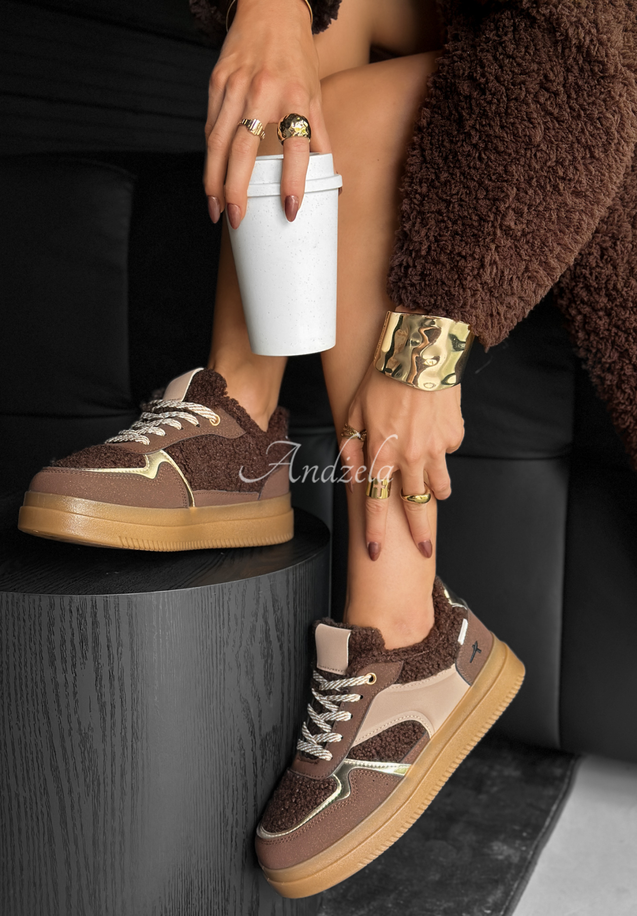 Adidași din imitație de lână de miel Crispy Fall