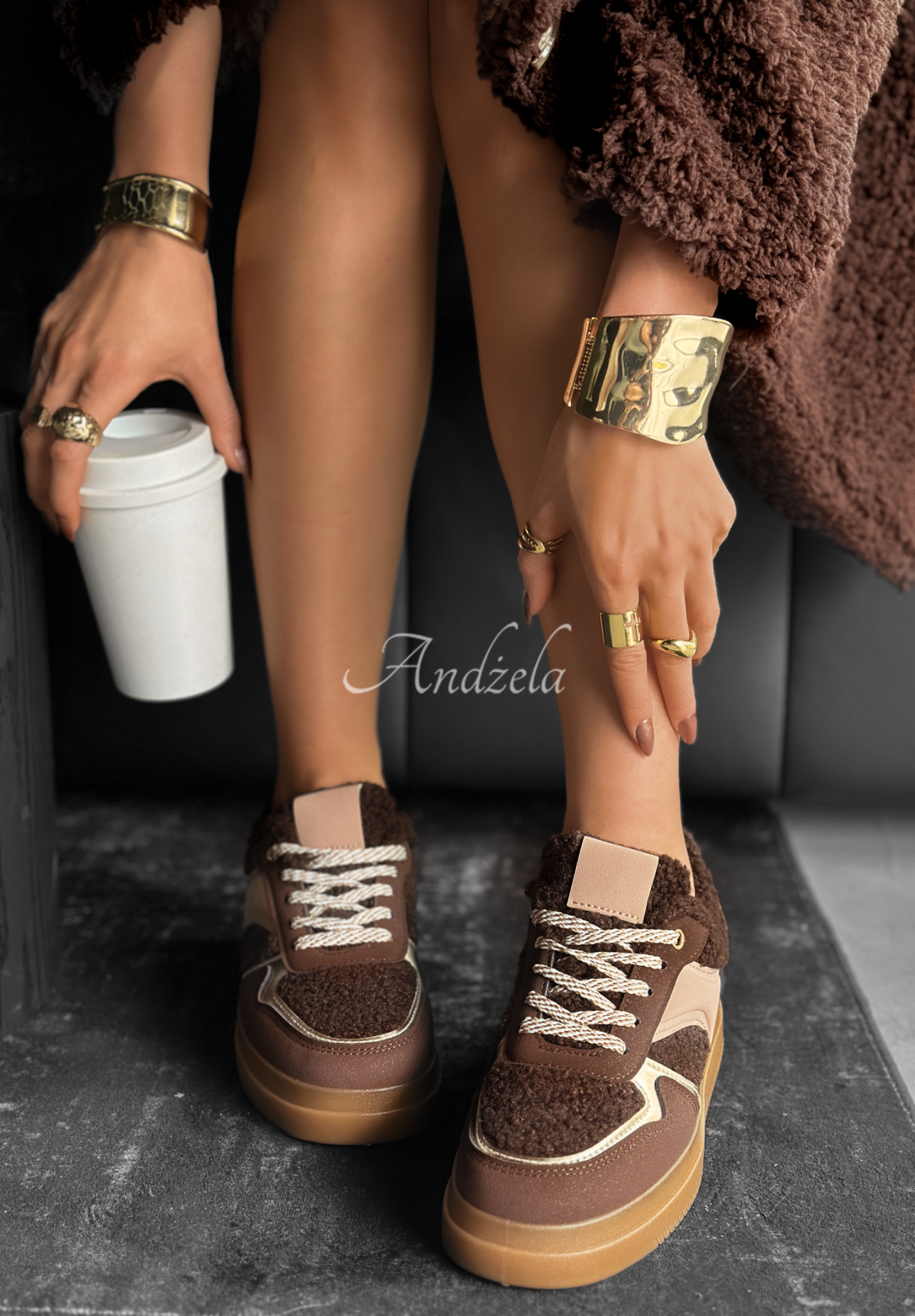 Adidași din imitație de lână de miel Crispy Fall