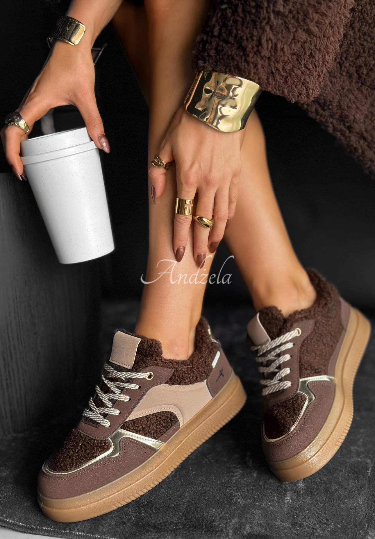 Adidași din imitație de lână de miel Crispy Fall