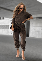 din material textil Pantaloni z paskiem Closed Eyes ciocolatii