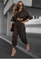 din material textil Pantaloni z paskiem Closed Eyes ciocolatii