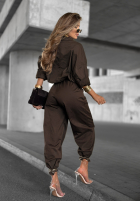 din material textil Pantaloni z paskiem Closed Eyes ciocolatii