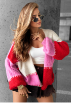 Krótki Cardigan Cold Coffee różowo-roșu