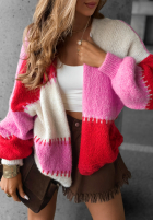 Krótki Cardigan Cold Coffee różowo-roșu