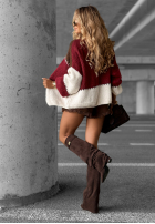 Krótki Cardigan Cold Coffee burgundowo-ciocolatiu