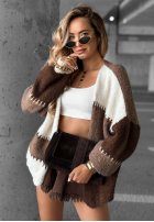 Krótki Cardigan Cold Coffee czekoladowo-Alb
