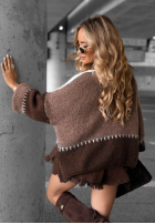 Krótki Cardigan Cold Coffee czekoladowo-Alb