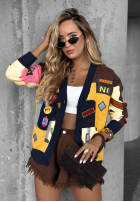 Krótki Cardigan cu modele The World Trip ciocolatiu