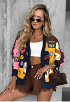 Krótki Cardigan cu modele The World Trip ciocolatiu