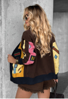 Krótki Cardigan cu modele The World Trip ciocolatiu