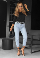 Pantaloni din denim Mom fit Didn't Notice albastre