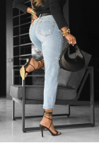 Pantaloni din denim Mom fit Didn't Notice albastre