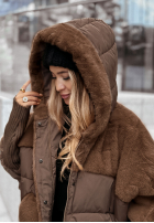 Pikowana Geacă z futerkiem Snow & Pines ciocolatie
