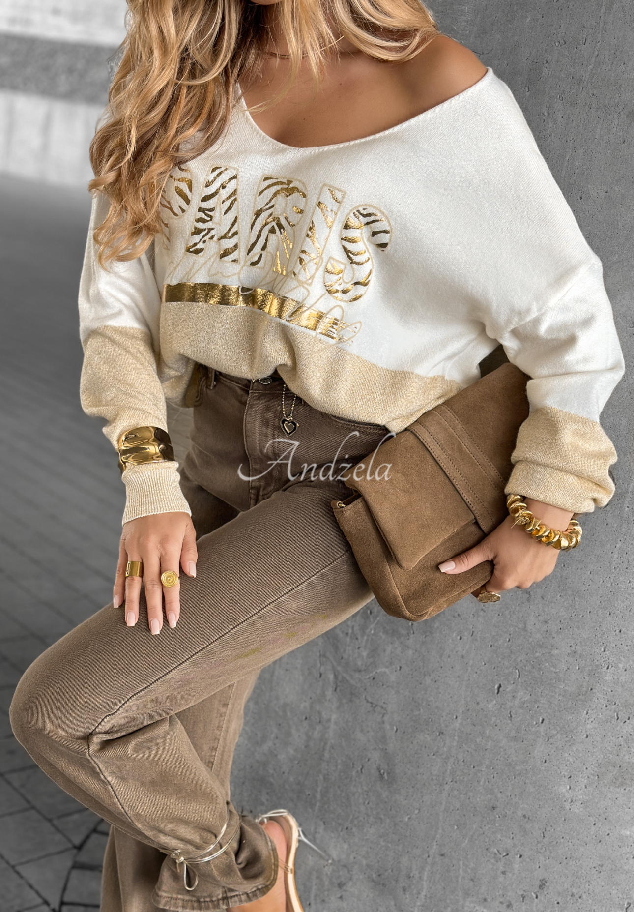 Pulover cu imprimeu Golden Paris