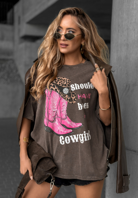 Tricou cu imprimeu A Cowgirl