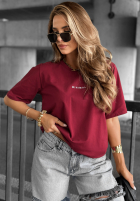 Tricou z napisem Minimal burgundowy