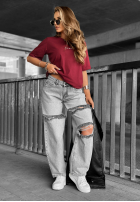 Tricou z napisem Minimal burgundowy