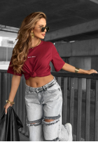 Tricou z napisem Minimal burgundowy