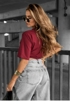 Tricou z napisem Minimal burgundowy
