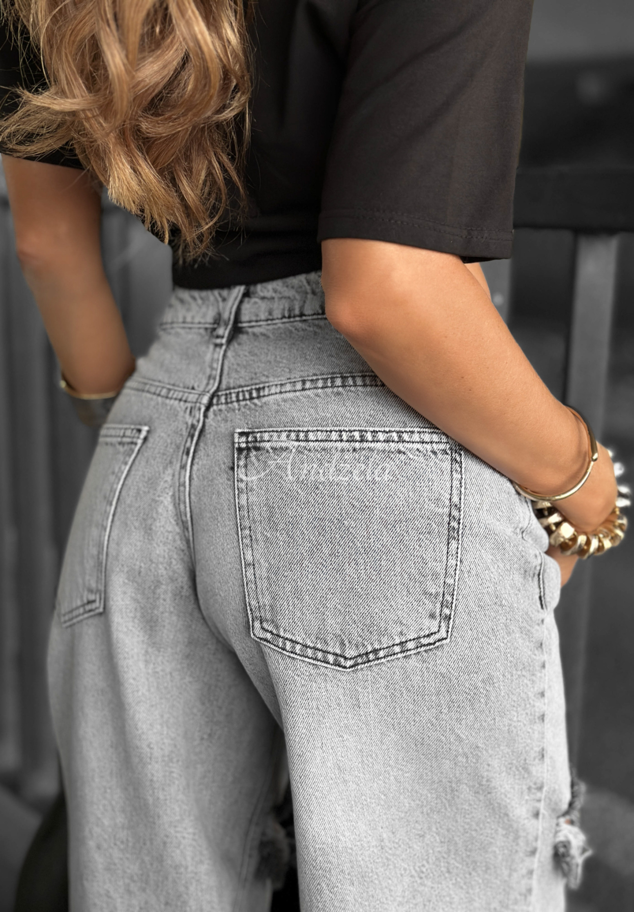 Blugi wide leg cu abraziuni Cancel Everything