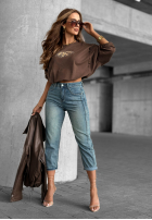 Pantaloni din denim mom fit You Never Asked albastre