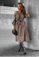 Rochie midi cu model tip panteră Almost Real mokka
