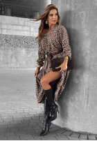 Rochie midi cu model tip panteră Almost Real mokka