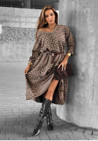 Rochie midi cu model tip panteră Almost Real mokka