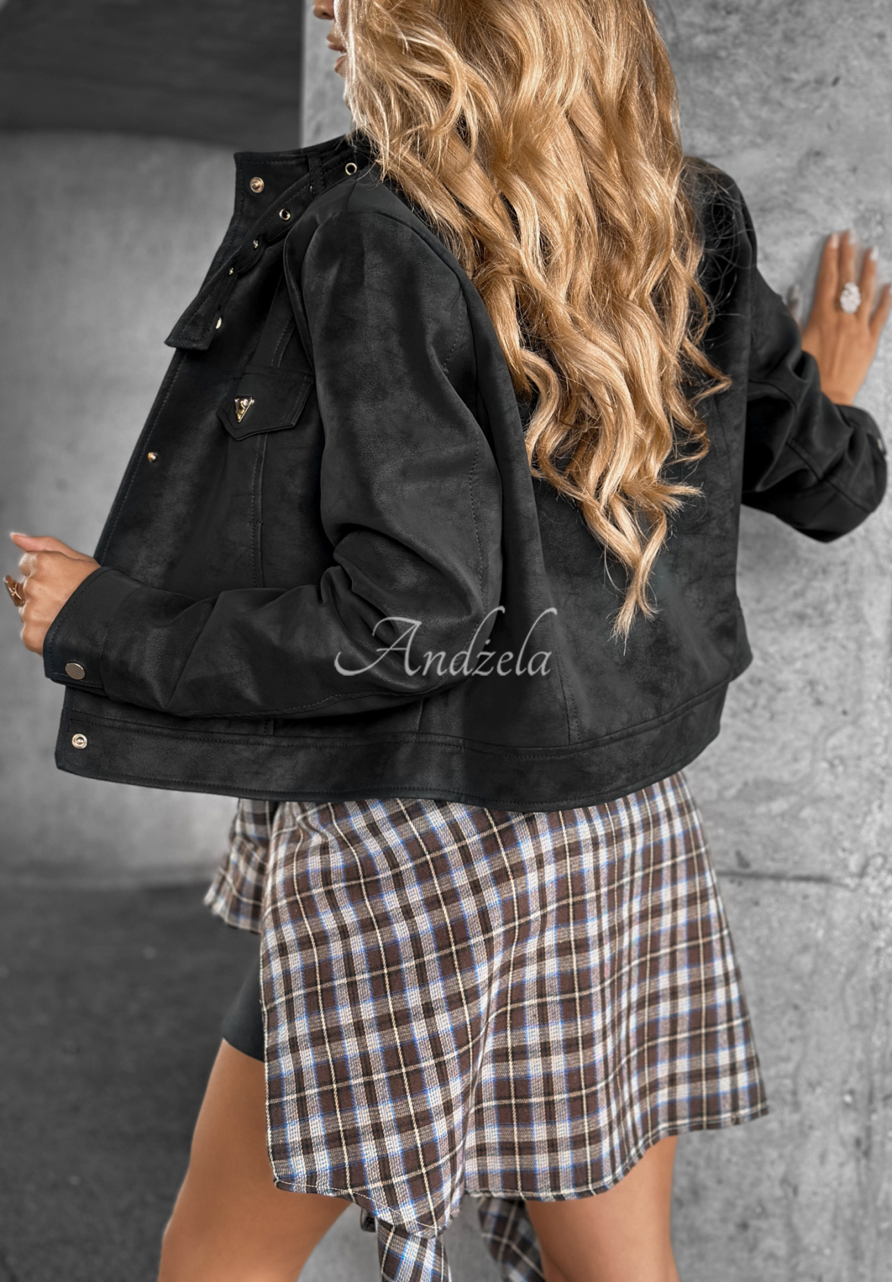 Geacă ramones scurtă din piele întoarsă Autumn Whisper