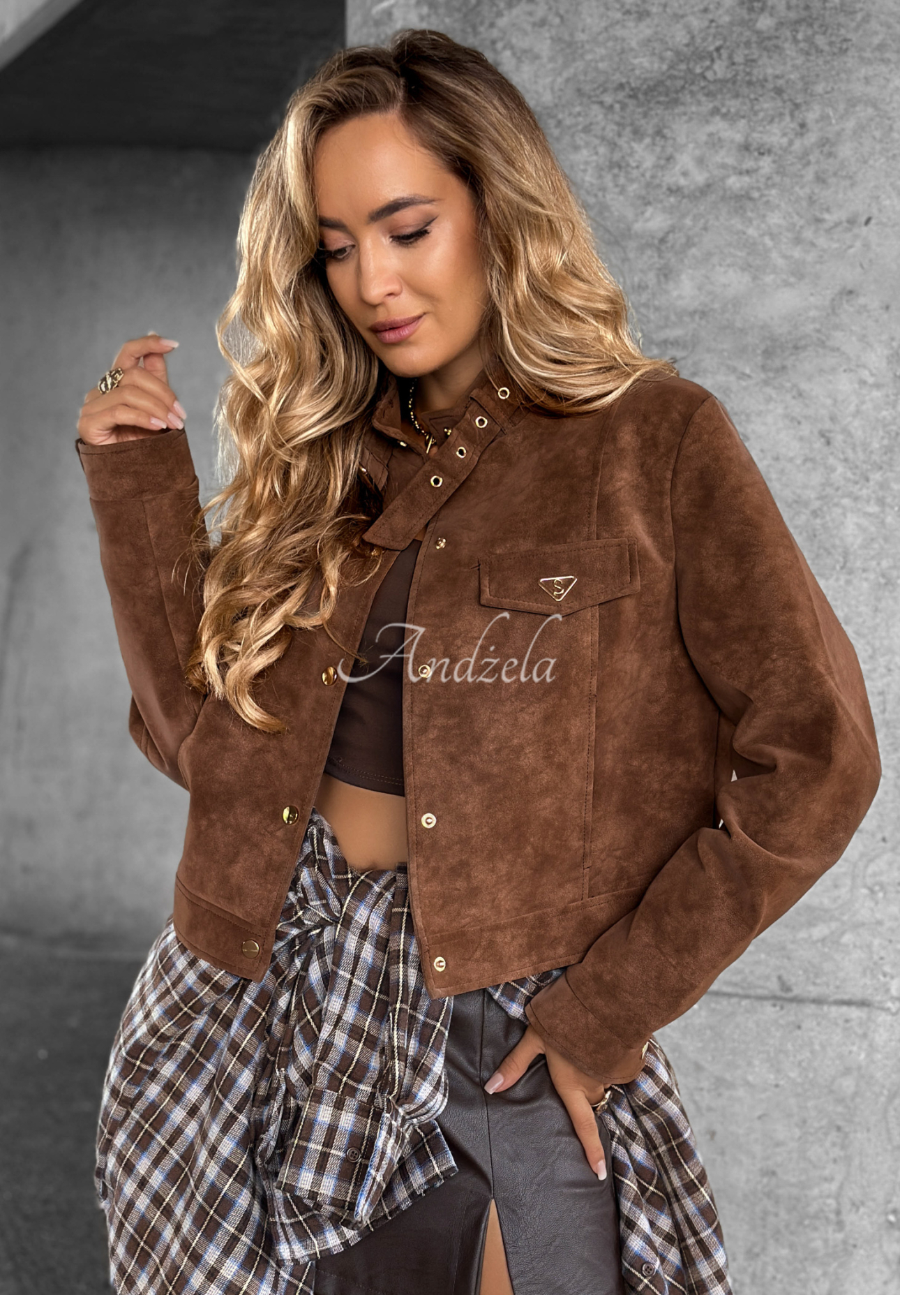 Geacă ramones scurtă din piele întoarsă Autumn Whisper