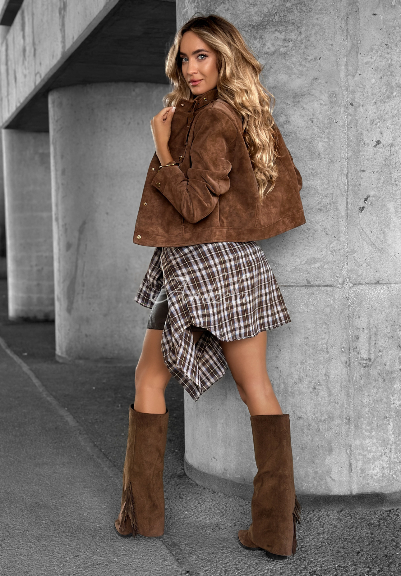 Geacă ramones scurtă din piele întoarsă Autumn Whisper