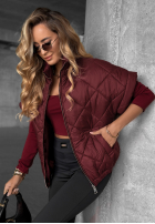 Pikowana Vestă oversize Didn’t Answer burgundowa