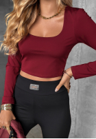 Scurtă Bluză longsleeve z dekoltem Go Ahead burgundowa