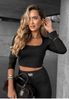 Bluză scurtă longsleeve cu decolteu Go Ahead