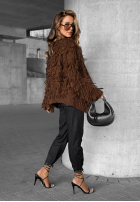Krótki Cardigan z frędzlami Fringe ciocolatiu