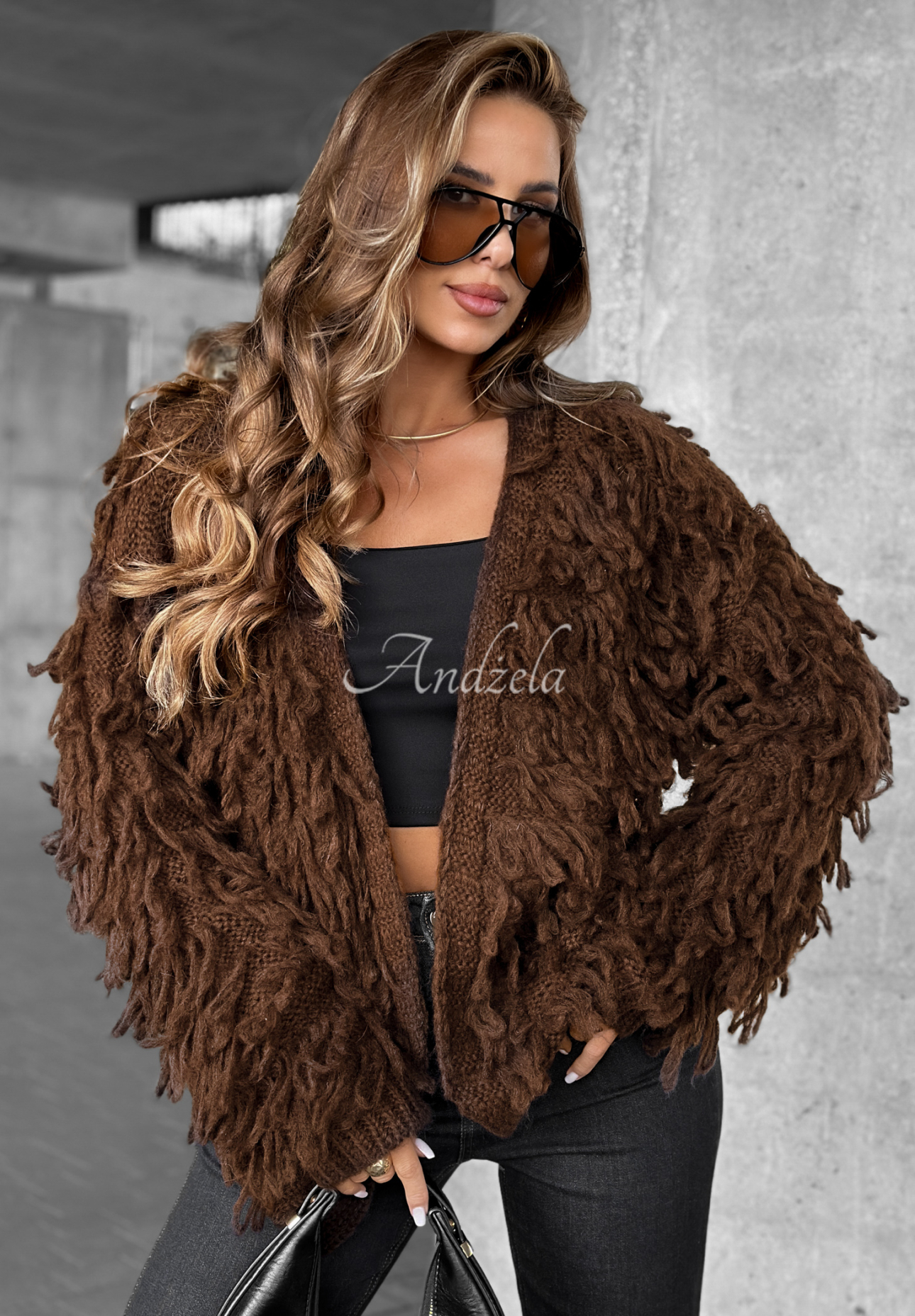 Cardigan scurt cu franjuri Fringe