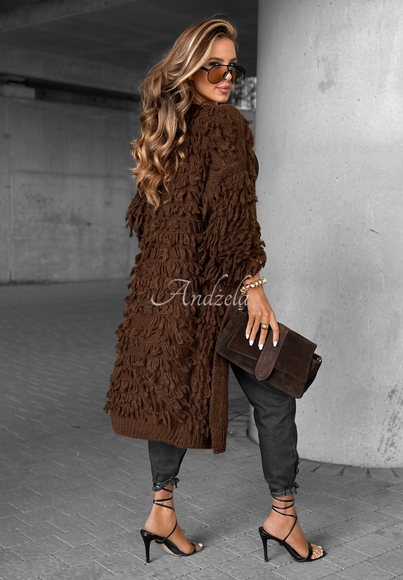 Cardigan lung cu franjuri Fringe