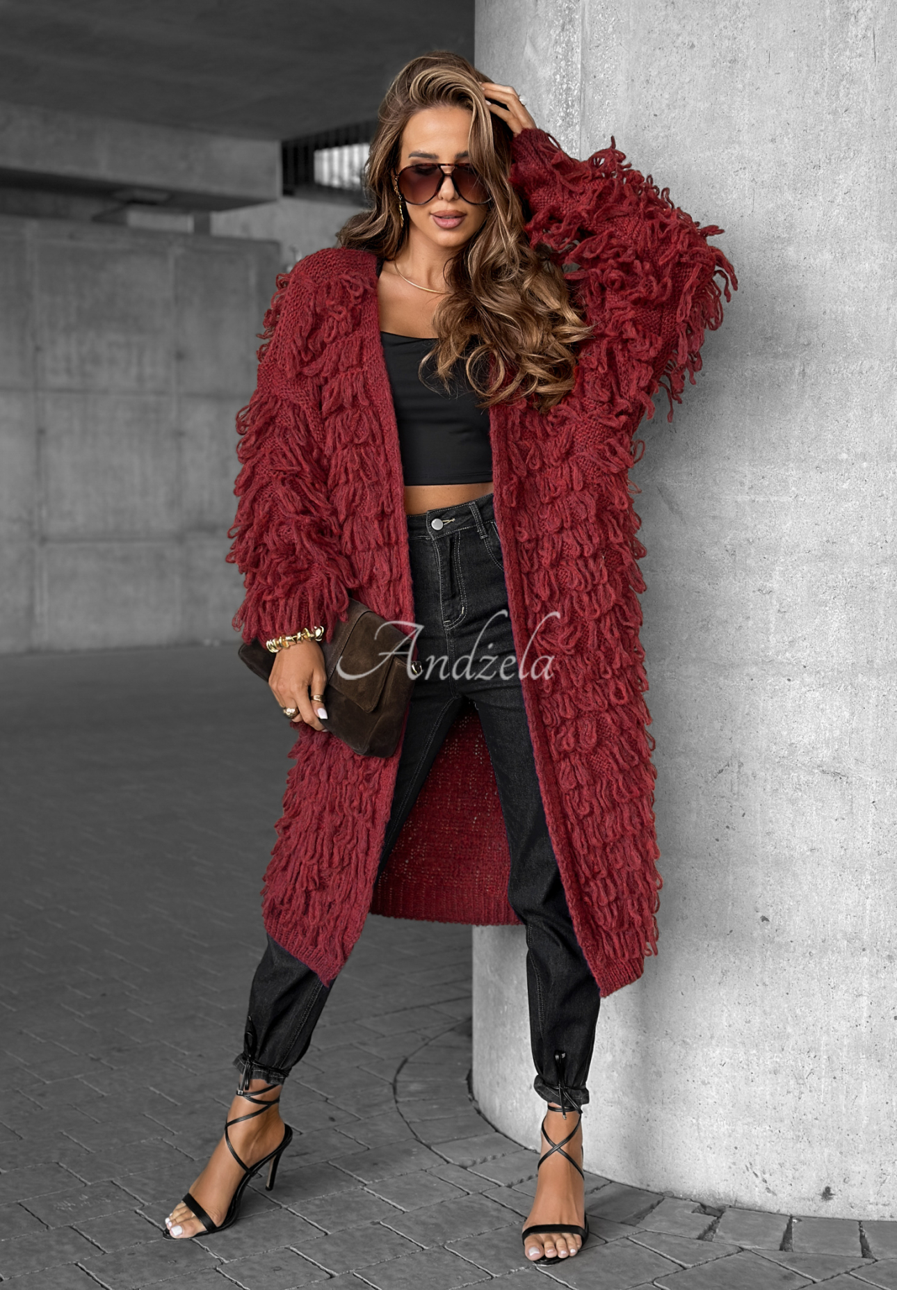 Cardigan lung cu franjuri Fringe