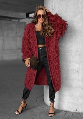 Cardigan lung cu franjuri Fringe