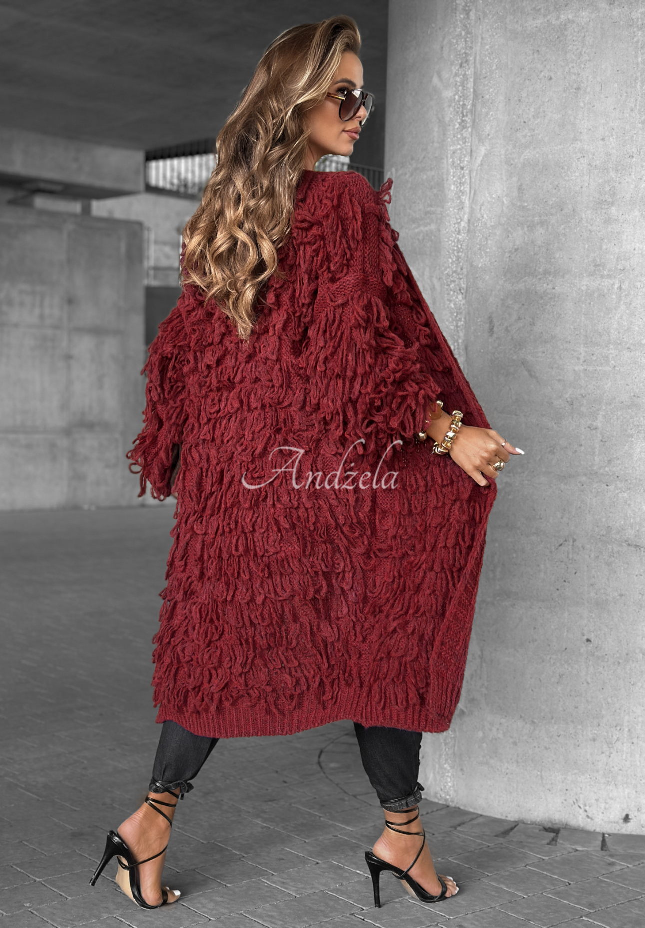 Cardigan lung cu franjuri Fringe