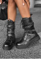 Skórzane Botine workery z paskami Monterey Park negre